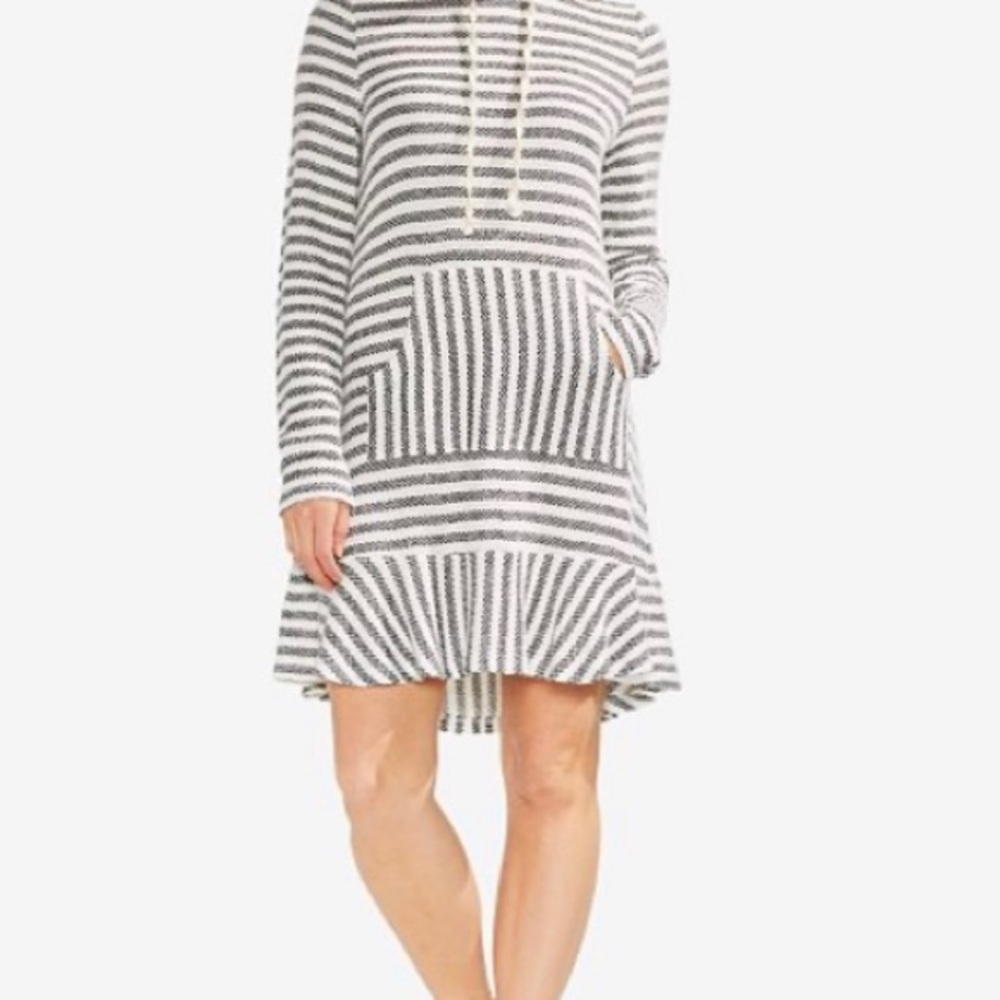 Vince Camuto striped hooded dress. L